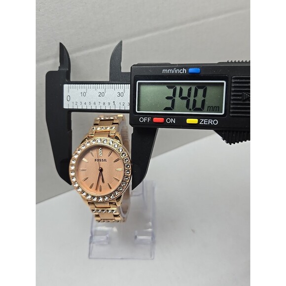 Fossil Jesse Watch Womens ES3020 34mm Rose Gold Tone Crystals New Battery - Picture 5 of 10